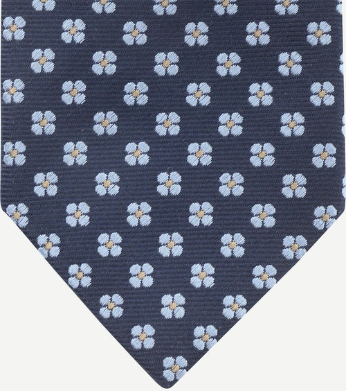 Suitable stropdas zijde bloem donkerblauw