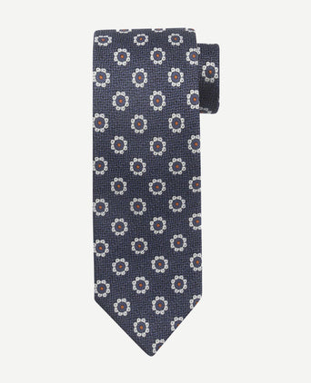 Stropdas zijde bloem donkerblauw