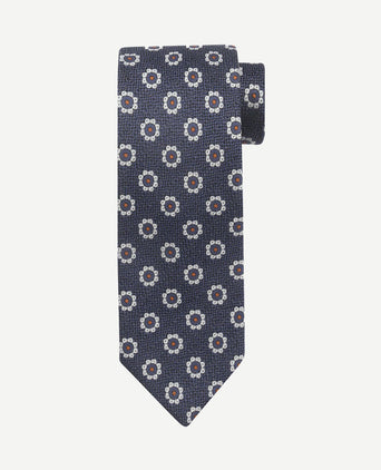 Stropdas zijde bloem donkerblauw