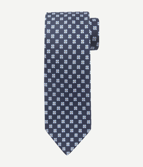 Suitable stropdas zijde bloem donkerblauw