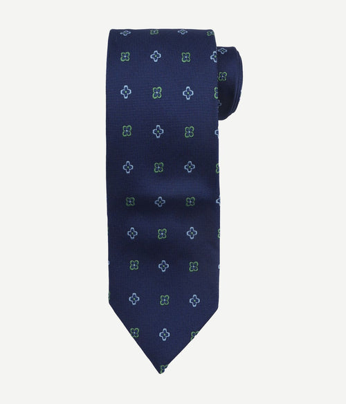 Suitable stropdas zijde bloem donkerblauw