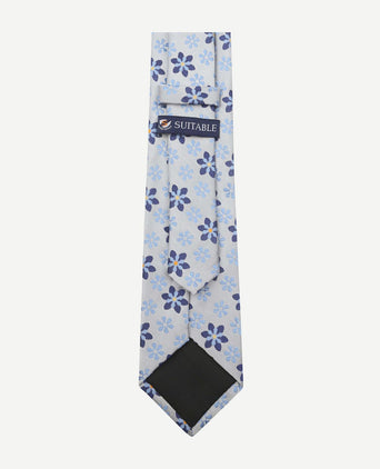 Suitable stropdas zijde bloemen blauw