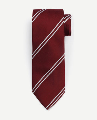 Stropdas zijde double stripe bordeaux