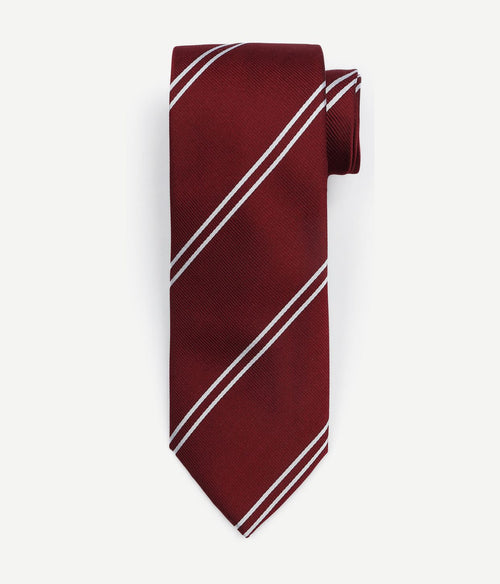Suitable stropdas zijde double stripe bordeaux