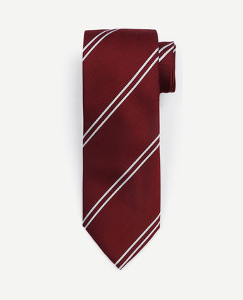 Stropdas zijde double stripe bordeaux