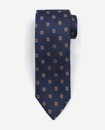 Stropdas zijde flower donkerblauw