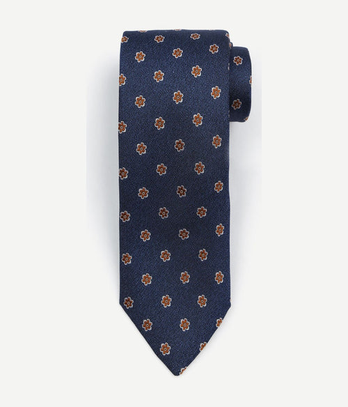 Stropdas zijde flower donkerblauw