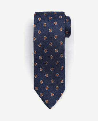 Stropdas zijde flower donkerblauw