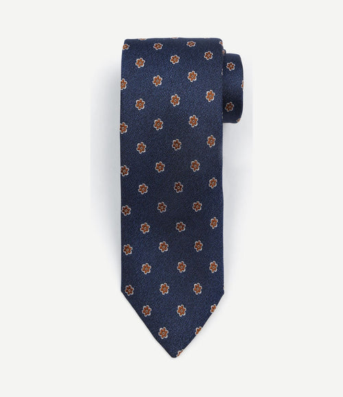 Stropdas zijde flower donkerblauw
