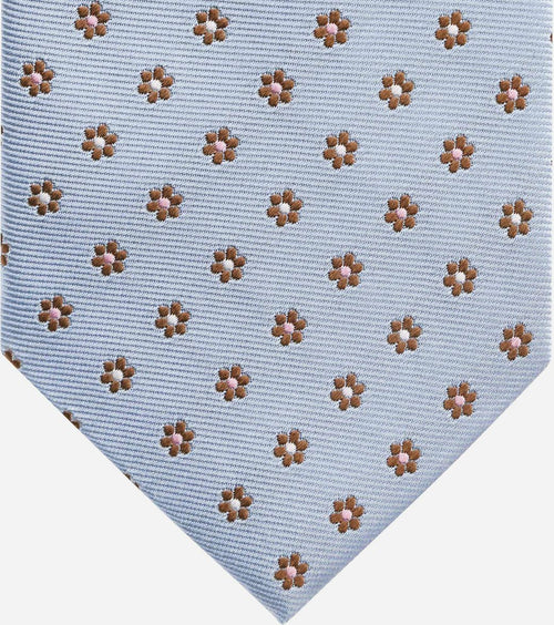 Stropdas zijde mini bloem blauw