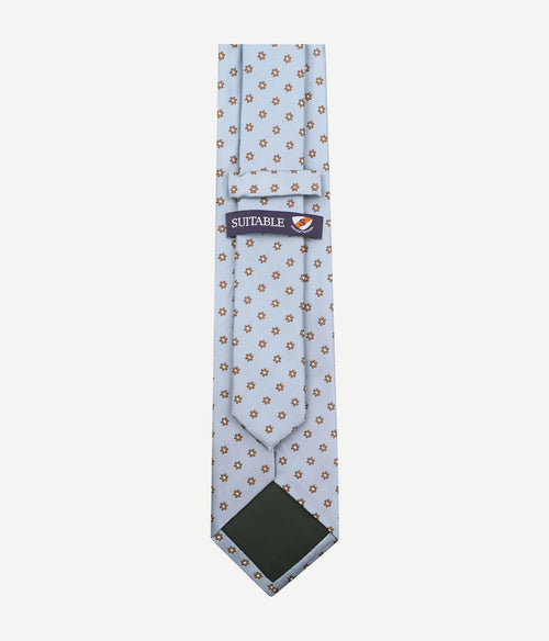 Stropdas zijde mini bloem blauw