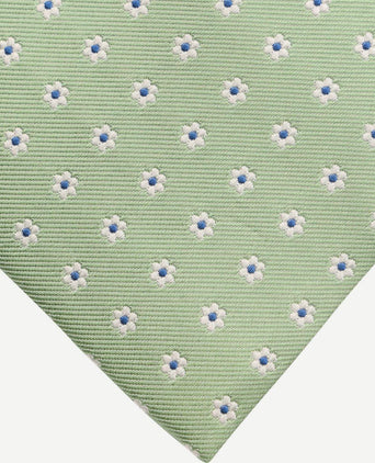 Suitable stropdas zijde mini bloem groen