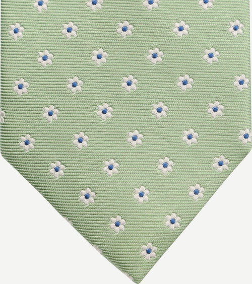 Suitable stropdas zijde mini bloem groen