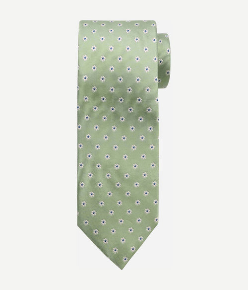 Suitable stropdas zijde mini bloem groen