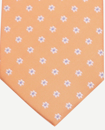 Suitable stropdas zijde mini bloem oranje