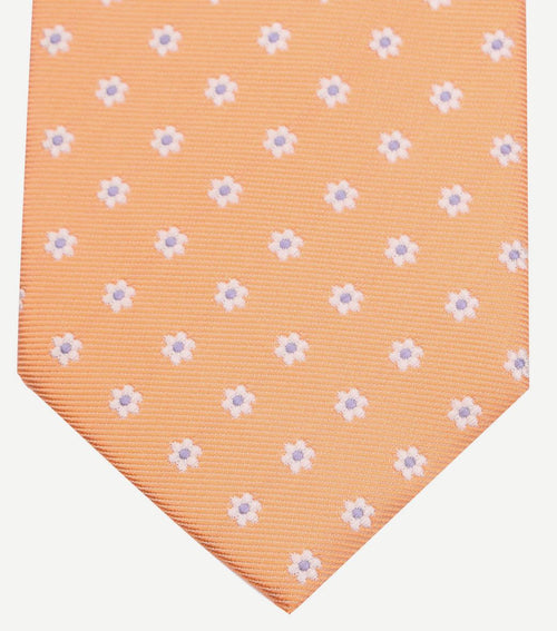 Suitable stropdas zijde mini bloem oranje