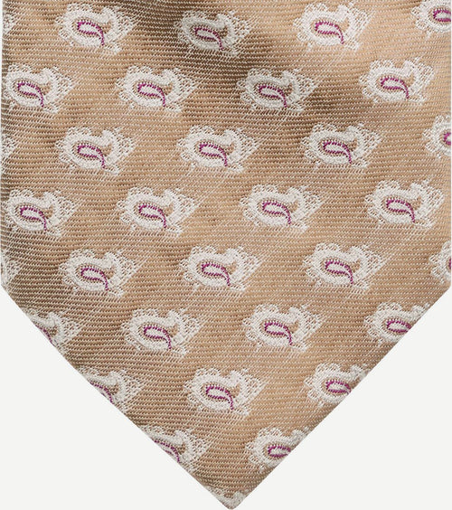 Suitable stropdas zijde paisley beige