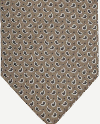 Suitable stropdas zijde paisley beige