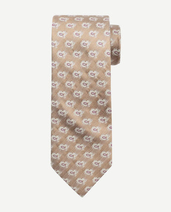 Suitable stropdas zijde paisley beige