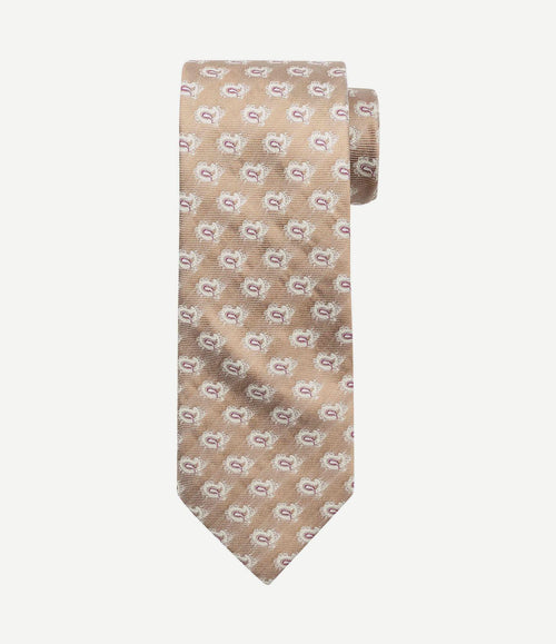 Stropdas zijde paisley beige