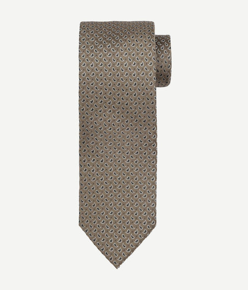 Stropdas zijde paisley beige