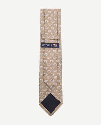 Suitable stropdas zijde paisley beige