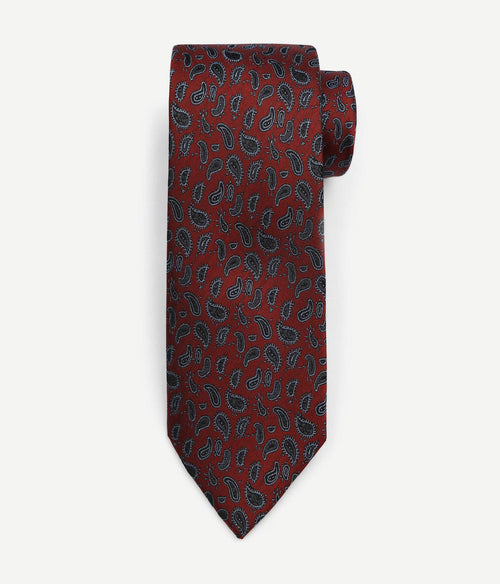 Stropdas zijde paisley bordeaux