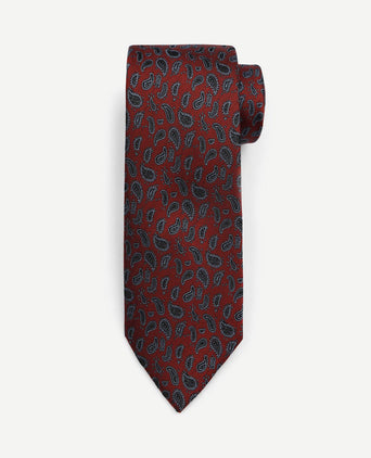 Stropdas zijde paisley bordeaux