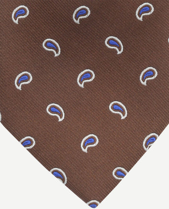 Suitable stropdas zijde paisley bruin