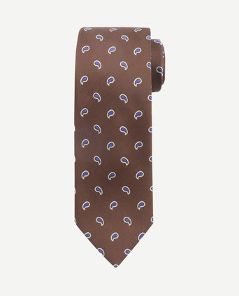 Stropdas zijde paisley bruin