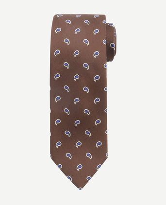Suitable stropdas zijde paisley bruin