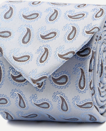 Suitable stropdas zijde paisley lichtblauw