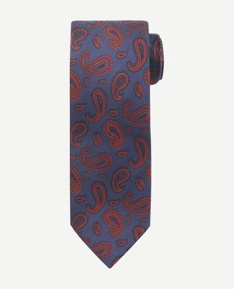 Stropdas zijde paisley donkerblauw