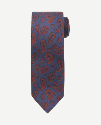 Stropdas zijde paisley donkerblauw