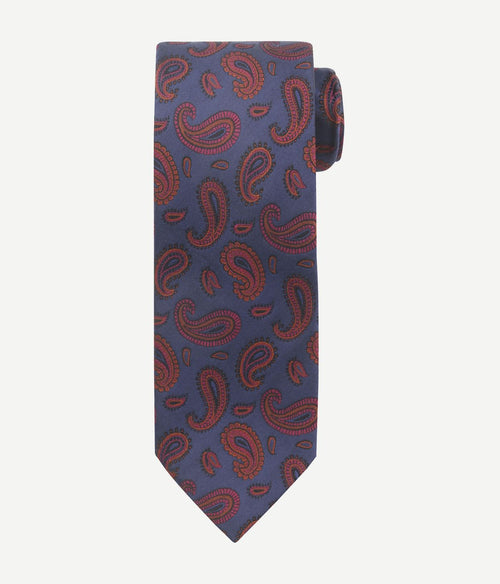 Suitable stropdas zijde paisley donkerblauw