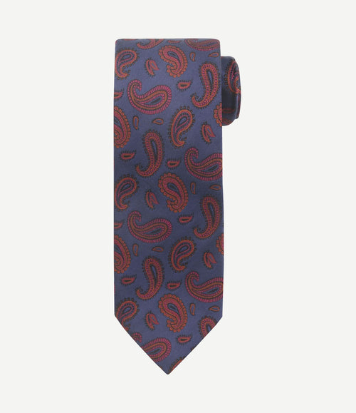 Stropdas zijde paisley donkerblauw