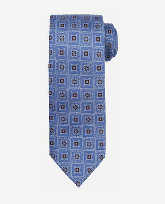 Stropdas zijde print blauw