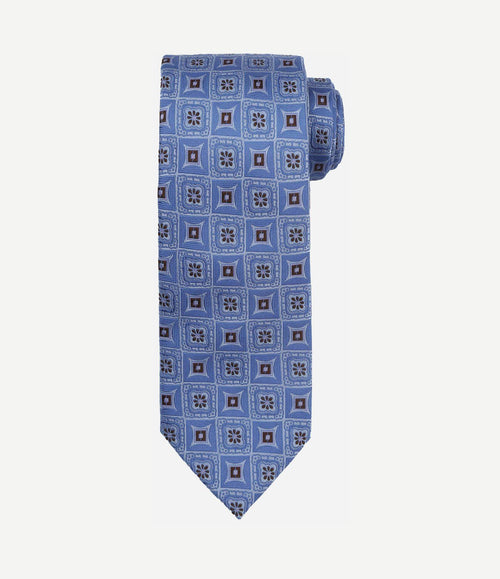 Stropdas zijde print blauw