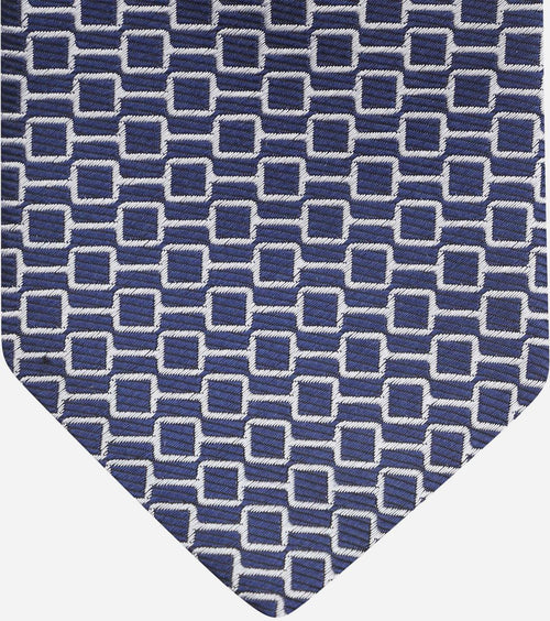 Suitable stropdas zijde print donkerblauw