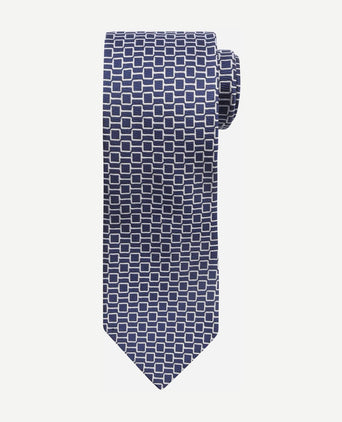 Suitable stropdas zijde print donkerblauw