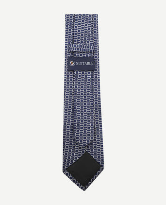 Suitable stropdas zijde print donkerblauw