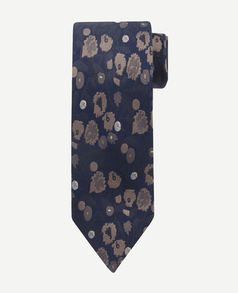 Suitable stropdas zijde print donkerblauw