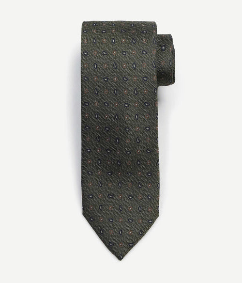 Suitable stropdas zijde small paisley olive