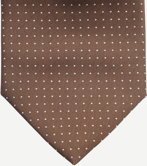 Suitable stropdas zijde stippen bruin