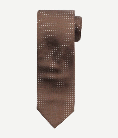 Suitable stropdas zijde stippen bruin