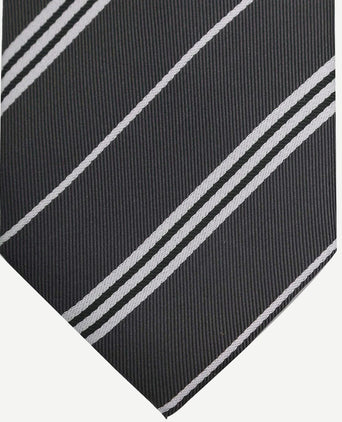 Suitable stropdas zijde streep anthraciet
