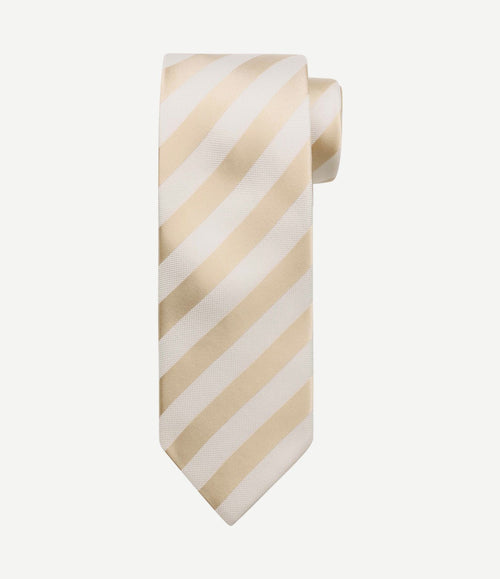 Stropdas zijde streep beige
