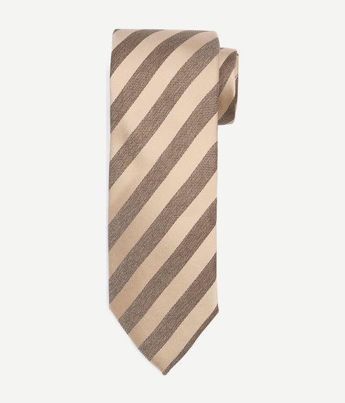 Suitable stropdas zijde streep beige