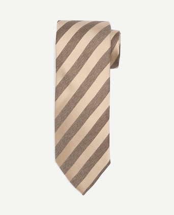 Stropdas zijde streep beige