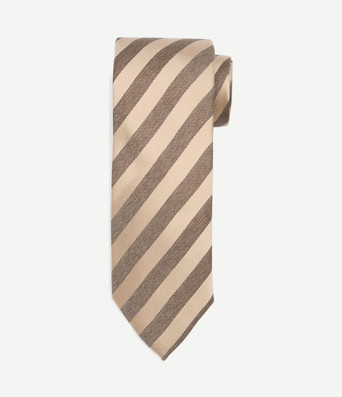 Stropdas zijde streep beige